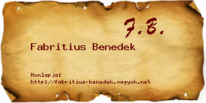 Fabritius Benedek névjegykártya
